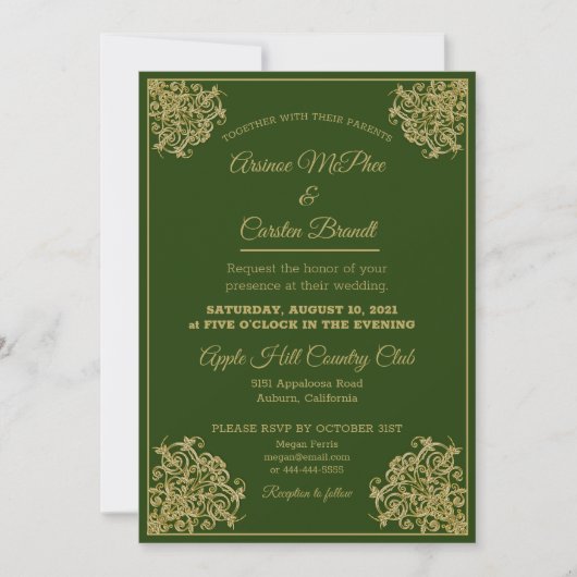 Elegant Gilded Wedding Uitnodiging (Voorkant)