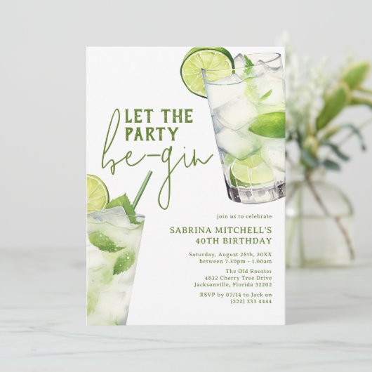Elegant Gin Alcohol Adult Birthday Kaart (Staand voorkant)