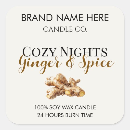 Elegant Ginger & Spice Christmas Candle Labels (Voorkant)