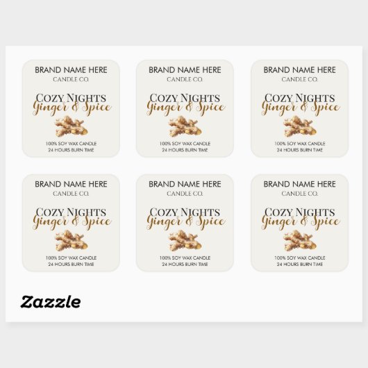Elegant Ginger & Spice Christmas Candle Labels (Vel)