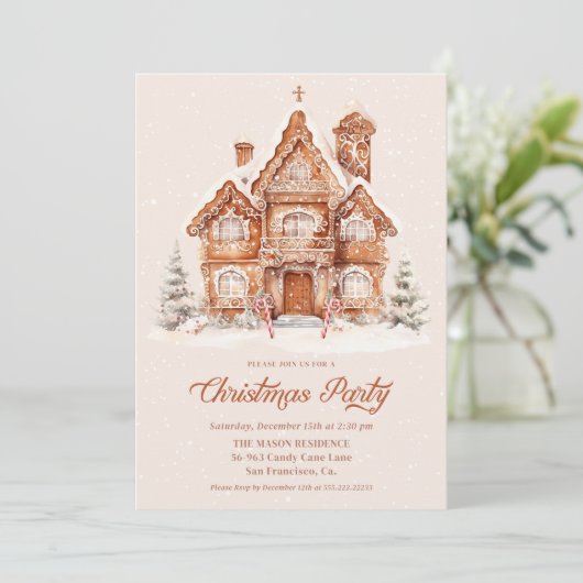 Elegant Gingerbread House Kerstfeest Kaart (Staand voorkant)
