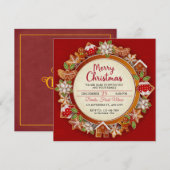 Elegant Gingerbread & Poinsettia Christmas Kaart (Voorkant / Achterkant)