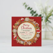 Elegant Gingerbread & Poinsettia Christmas Kaart (Staand voorkant)