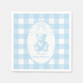 Elegant Gingham French Teddy Bear Baby shower Servet (Voorkant)