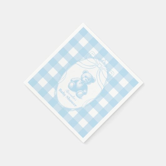 Elegant Gingham French Teddy Bear Baby shower Servet (Hoek)