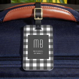 Elegant Gingham Monogram Bagagelabel