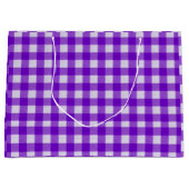 Elegant Gingham Tartan Plaid Paarse Gift Bag Groot Cadeauzakje (Voorkant)