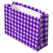 Elegant Gingham Tartan Plaid Paarse Gift Bag Groot Cadeauzakje (Achterkant Gekanteld)