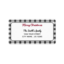 Elegant Gingham | Vrolijk Kerstmis retour adres Etiket