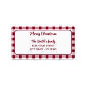 Elegant Gingham | Vrolijk Kerstmis retour adres Etiket (Voorkant)