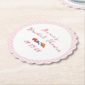 Elegant Gingham Zomer Brunch Vrijgezellenfeest Roz Kartonnen Onderzetters (Gekanteld)