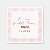 Elegant Gingham Zomer Brunch Vrijgezellenfeest Roz Servet (Voorkant)