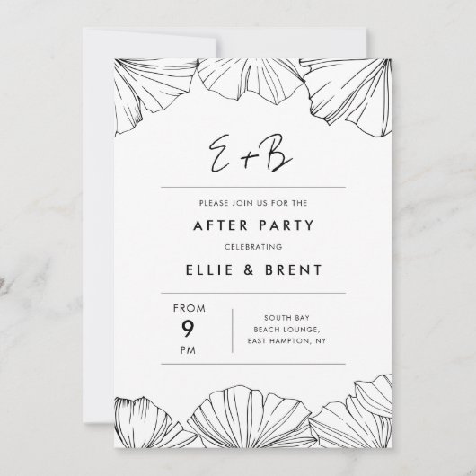 Elegant Ginkgo Biloba bruiloft afterparty Kaart (Voorkant)