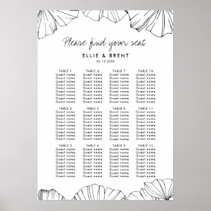 Elegant Ginkgo Biloba trouwzitje Poster