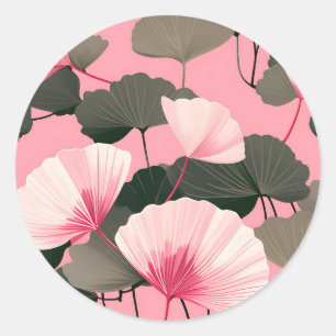 Elegant ginkgo blad patroon ronde sticker