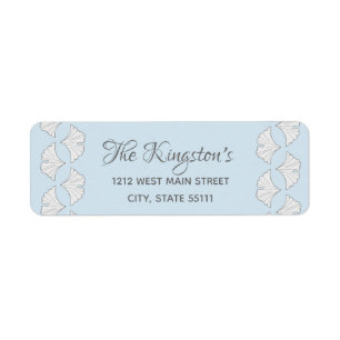 Elegant ginkgo-bladeren met aangepaste achtergrond etiket