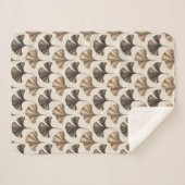 Elegant Ginkgo-bladpatroon in neutrale tinten Sherpa Deken (Voorkant (horizontaal))