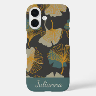 Elegant Ginkgo laat Herfst script op maat verlaten iPhone 16 Hoesje