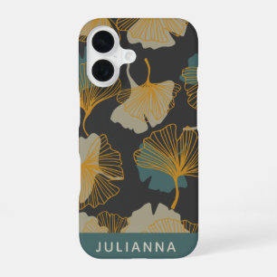 Elegant Ginkgo laat patroonherfst gepersonaliseerd iPhone 16 Hoesje