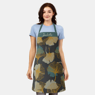 Elegant Ginkgo laat patroonherfst gepersonaliseerd Schort