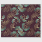 Elegant Ginkgo Leaf in Burgundy and Teal (1) Cadeaupapier (Vlak)
