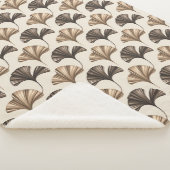 Elegant Ginkgo Leaf Pattern in Neutral Tones Sherpa Deken (3/4)