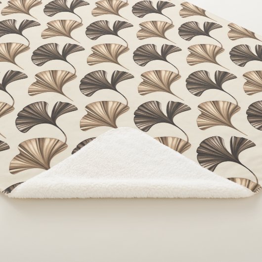 Elegant Ginkgo Leaf Pattern in Neutral Tones Sherpa Deken (3/4)