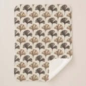 Elegant Ginkgo Leaf Pattern in Neutral Tones Sherpa Deken (Voorkant)