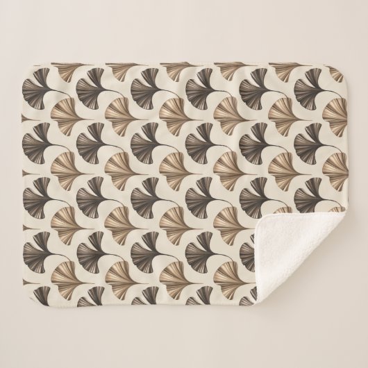 Elegant Ginkgo Leaf Pattern in Neutral Tones Sherpa Deken (Voorkant (horizontaal))