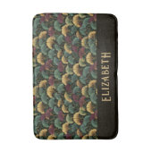 Elegant Ginkgo Patroon Monogram Naam Juweel Tinten Badmat (Voorkant Verticaal)