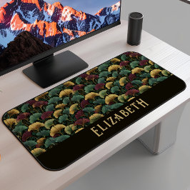 Elegant Ginkgo Patroon Monogram Naam Juweel Tinten Bureaumat