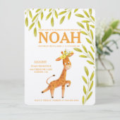 Elegant Giraffe Animals Safari Birthday Uitnodigin Save The Date (Staand voorkant)