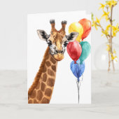 Elegant Giraffe Celebration Wenskaart Kaart (Gele Bloem)