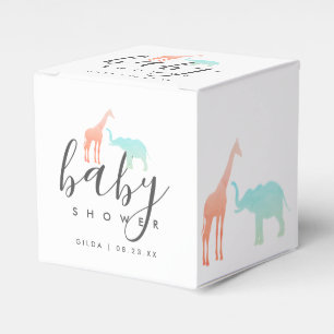 Elegant Giraffe Elephant Baby shower Bedankdoosjes