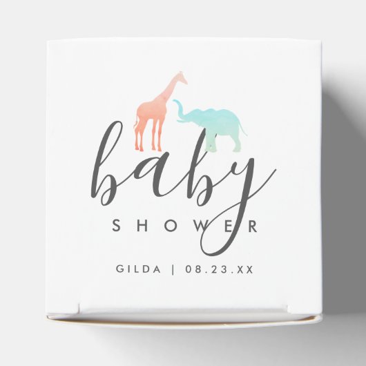 Elegant Giraffe Elephant Baby shower Bedankdoosjes (Bovenkant)