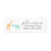 Elegant Giraffe Elephant Baby shower Etiket (Voorkant)