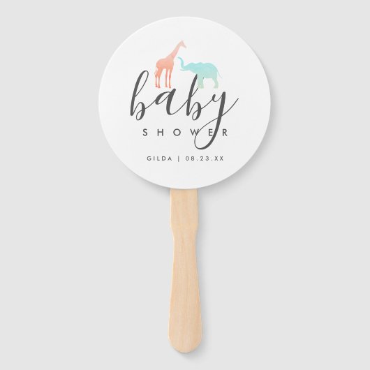 Elegant Giraffe Elephant Baby shower Handwaaier (Voorkant)