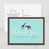 Elegant Giraffe Elephant Baby shower Hartelijk dan Briefkaart (Voorkant / Achterkant)