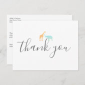 Elegant Giraffe Elephant Baby shower Hartelijk dan Briefkaart (Voorkant / Achterkant)
