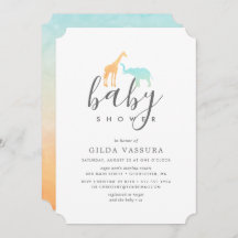 Elegant Giraffe Elephant Baby shower Invitation