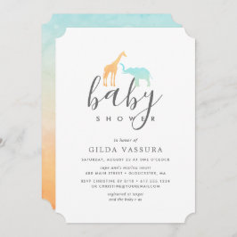 Elegant Giraffe Elephant Baby shower Invitation Kaart