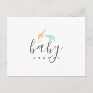 Elegant Giraffe Elephant Baby shower Invitation Uitnodiging Briefkaart