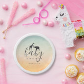Elegant Giraffe Elephant Baby shower Papieren Bordje (Feest)