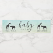 Elegant Giraffe Elephant Baby shower Waterfles Etiket (Enkel label)