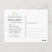 Elegant Giraffe Elephant Birth Announement Briefkaart (Achterkant)