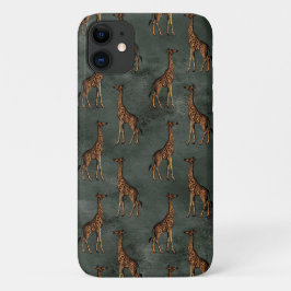 Elegant Giraffe in Bronze Green Chic Case-Mate iPhone Case