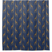 Elegant Giraffe Navy Blue en Gold Chic Stylish Douchegordijn (Voorkant)