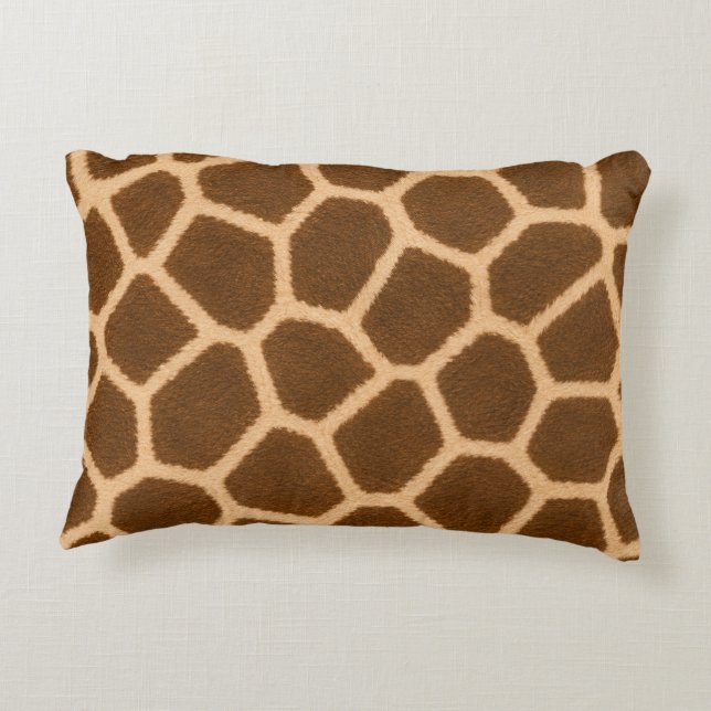 Elegant Giraffe Patroon Premium Kwaliteit Accent Kussen (Achterkant)