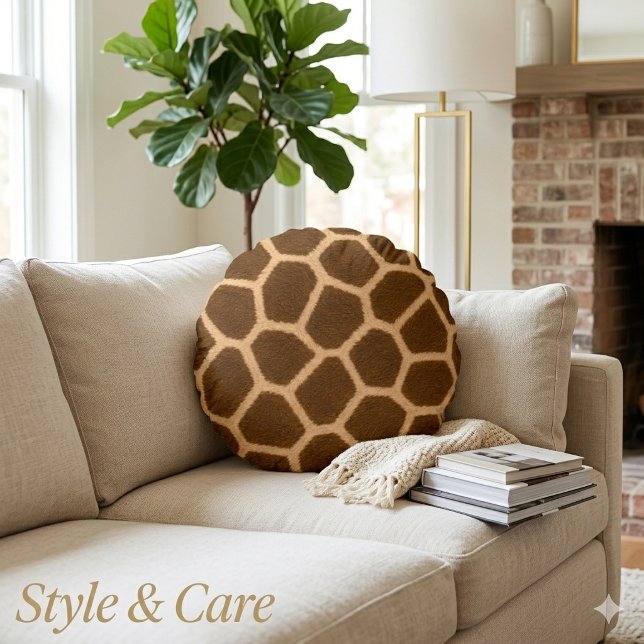 Elegant Giraffe Patroon Premium Kwaliteit Rond Kussen (Elegant Giraffe Pattern Premium Quality Round Pillow)