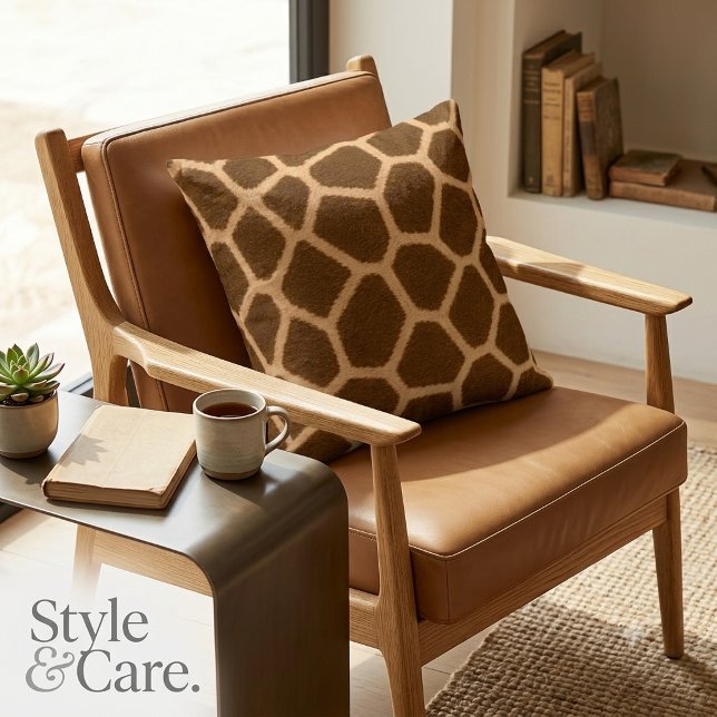 Elegant Giraffe Patroon Premium Kwaliteit Vierkant Kussen (Elegant Giraffe Pattern Premium Quality Square Throw Pillow)